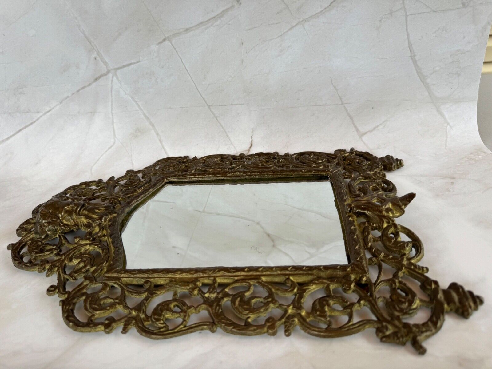 Antique Signed Bradley & Hubbard #3504-3509 Gold Bacchus Gilt Brass Mirror 1900