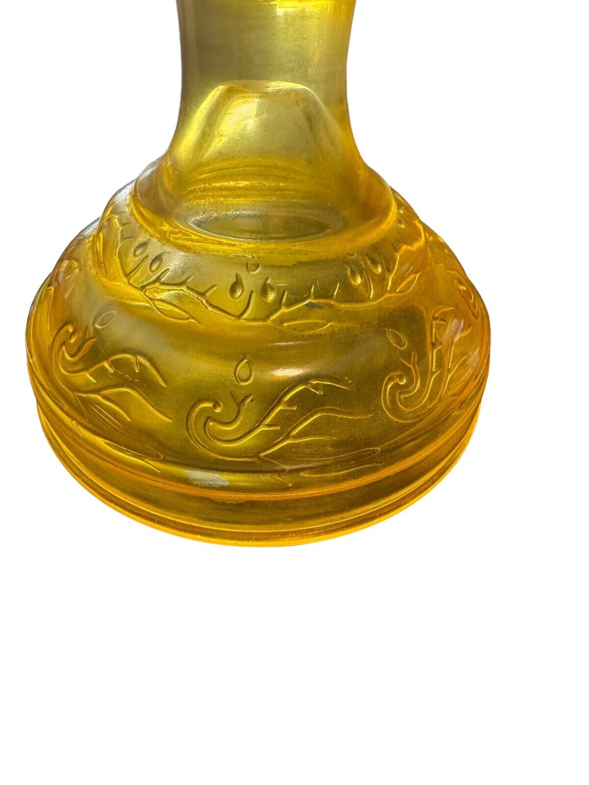 Eagle Etching Amber Yellow Glass Kerosene 18 L” Tall Early 1900’s Ready To Use