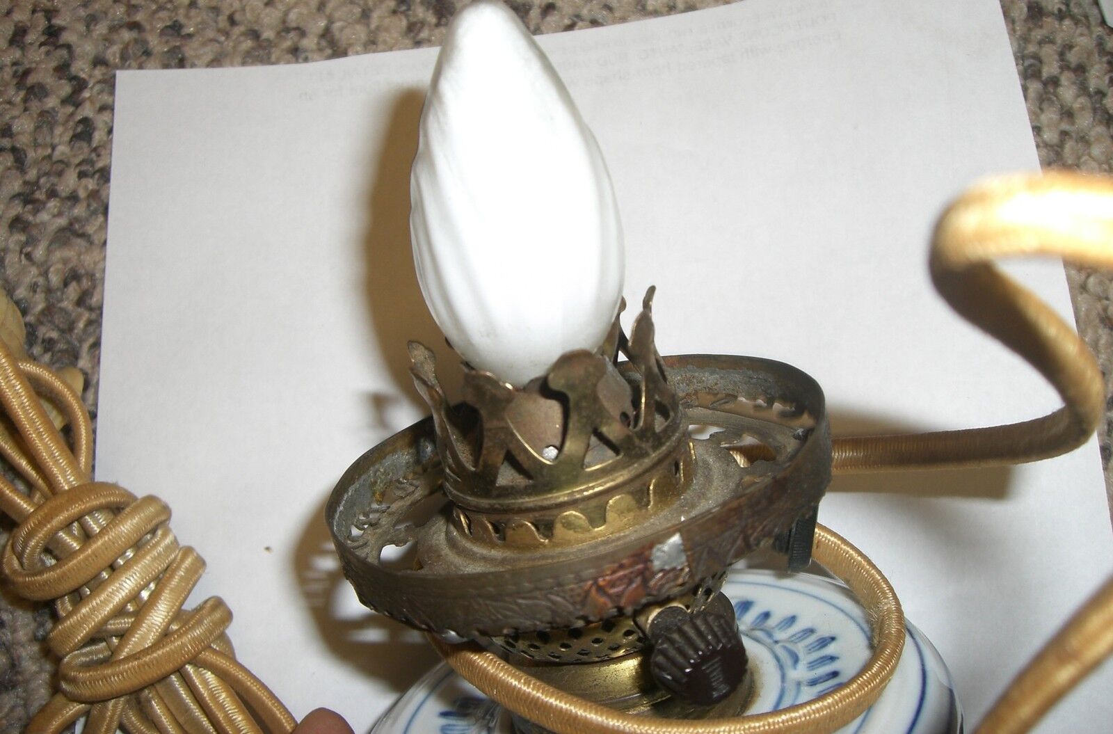 Porcelain lamp  blue floral    German   1900's