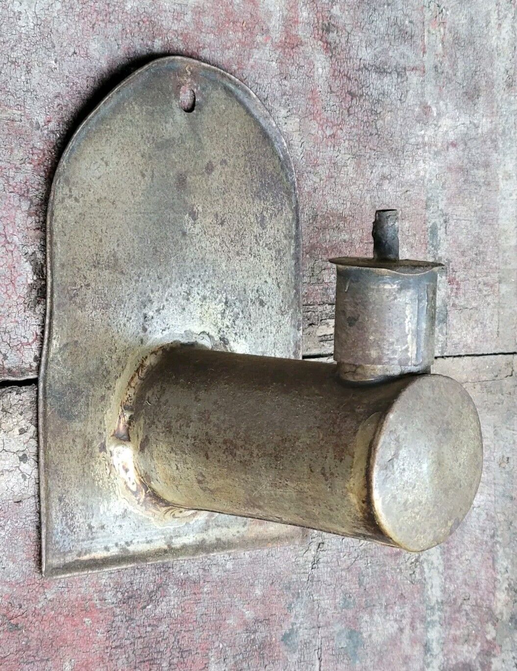 Antique Tin Whale Oil Lamp WALL SCONCE Portable Hanging Light Primitive