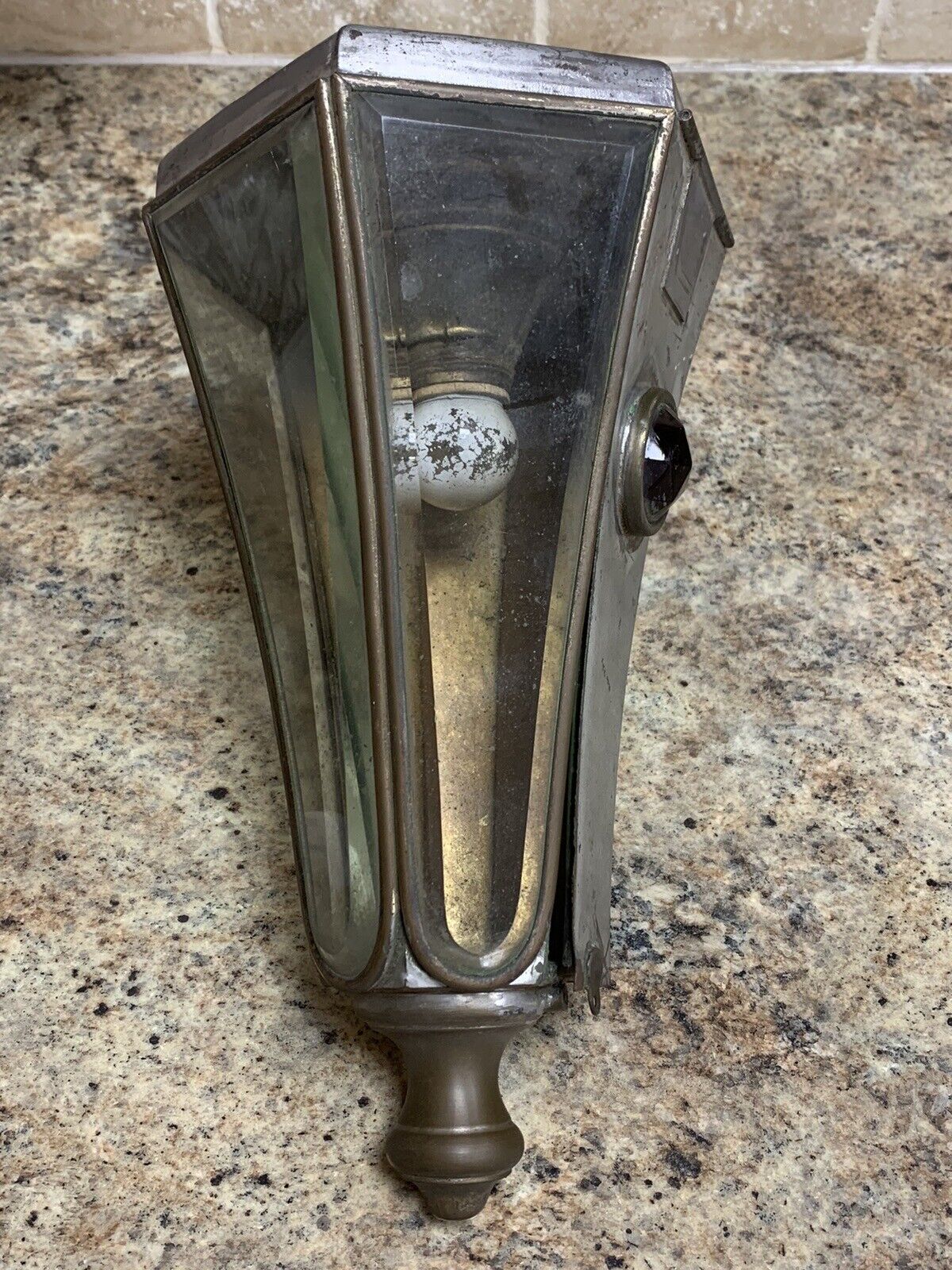 ANTIQUE 1900s PAIR AUTOMOBILE CAR COACH LIGHT LAMPS LANTERNS BEVELED GLASS  (15D