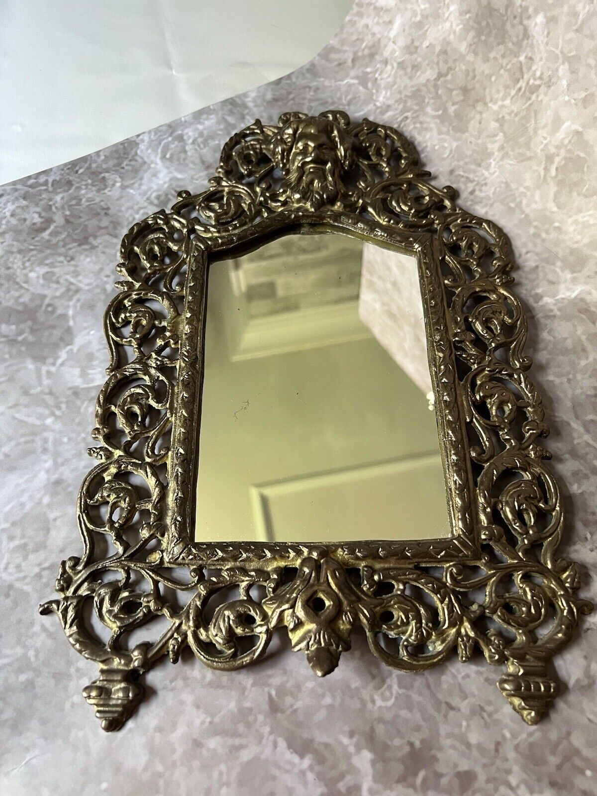 Antique Signed Bradley & Hubbard #3504-3509 Gold Bacchus Gilt Brass Mirror 1900