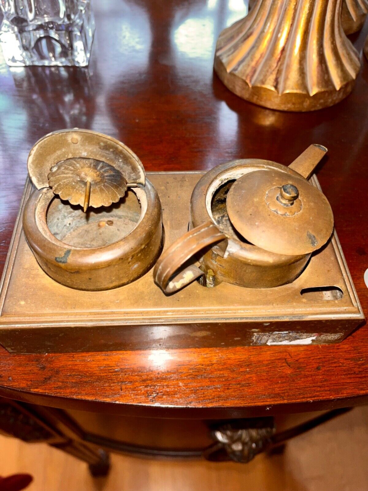 antique Japanese bronze/copper oil lantern late Edo or Meiji Era (c. 1800's).
