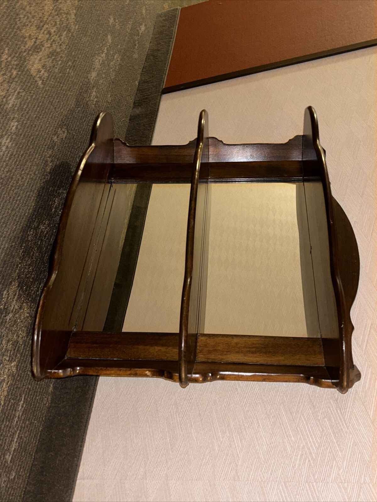 Beautiful Antique 1900 Wall To Shelf Mirror  back replaced 1970s 27”H X 29”Long
