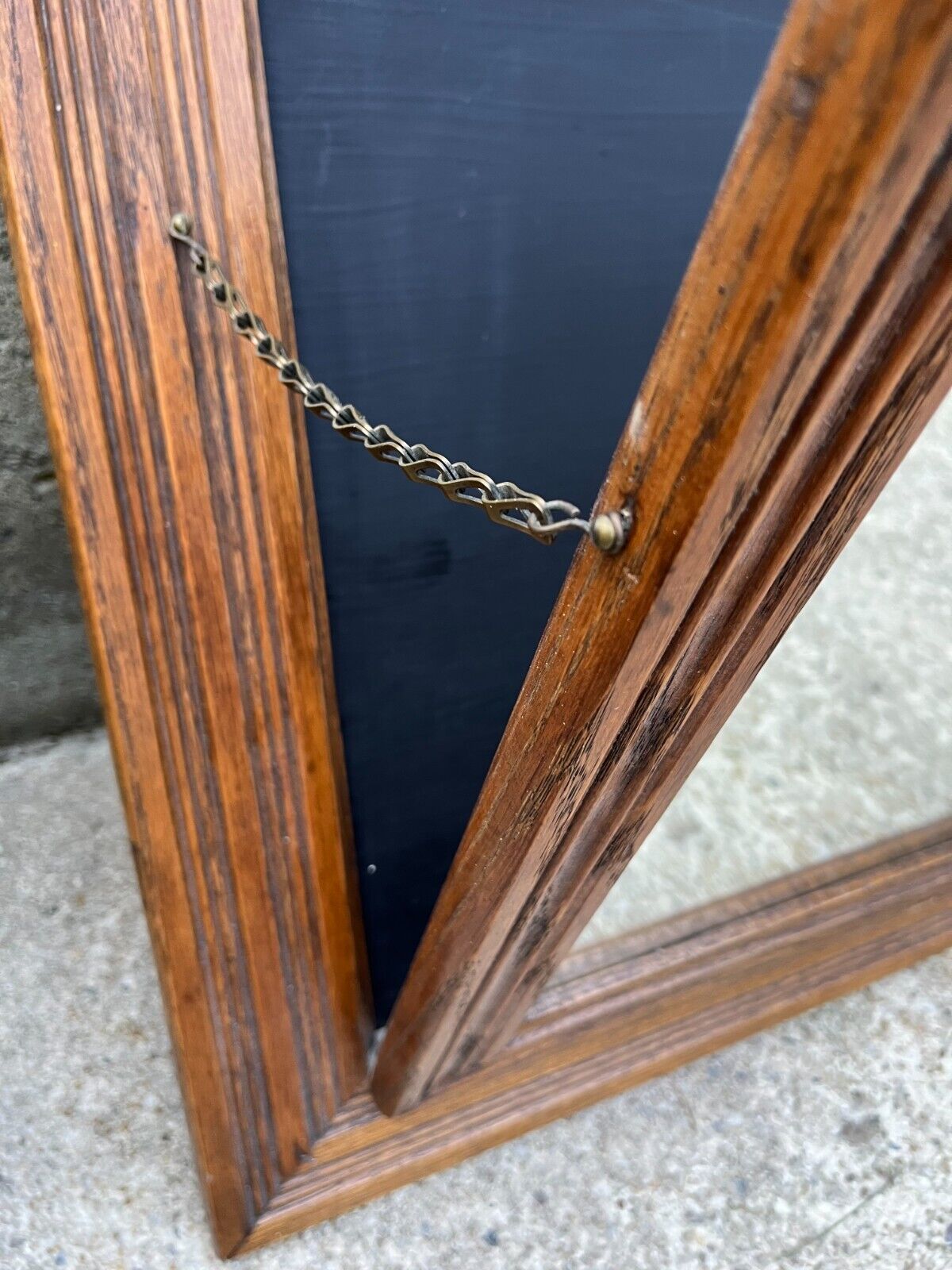 Antique 1800s Victorian Wall Tilt Mirror & Chalkboard Frame Magazine Holder Wood