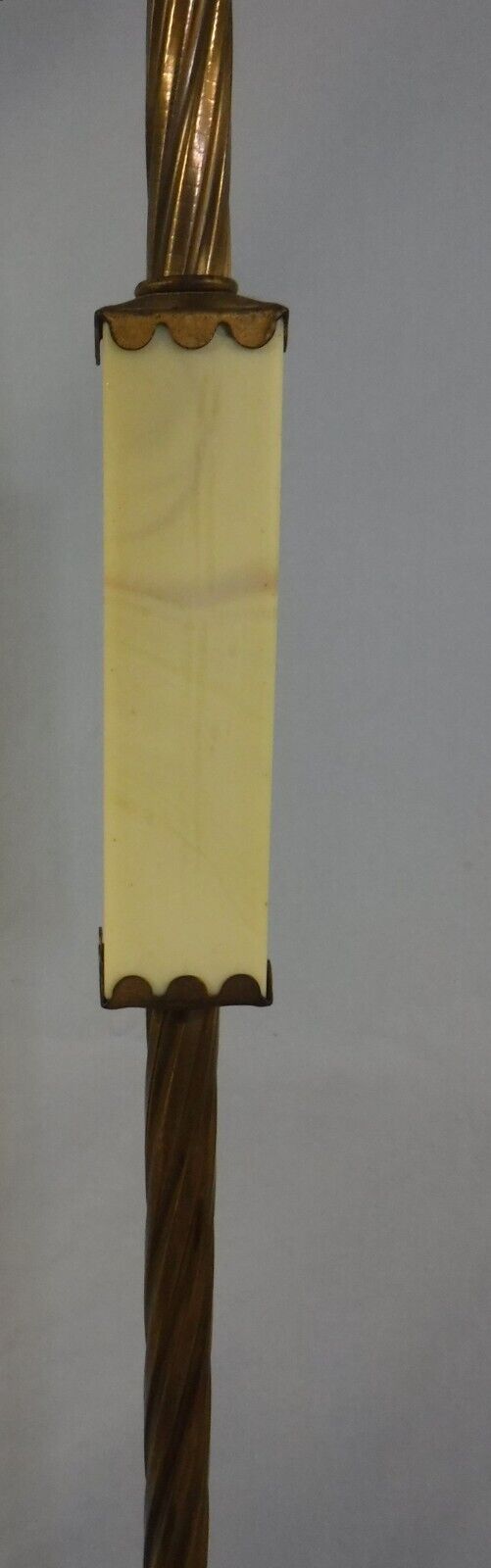 1900s Antique Art Deco Slag Glass Floor Lamp, Jadeite / Acro Agate