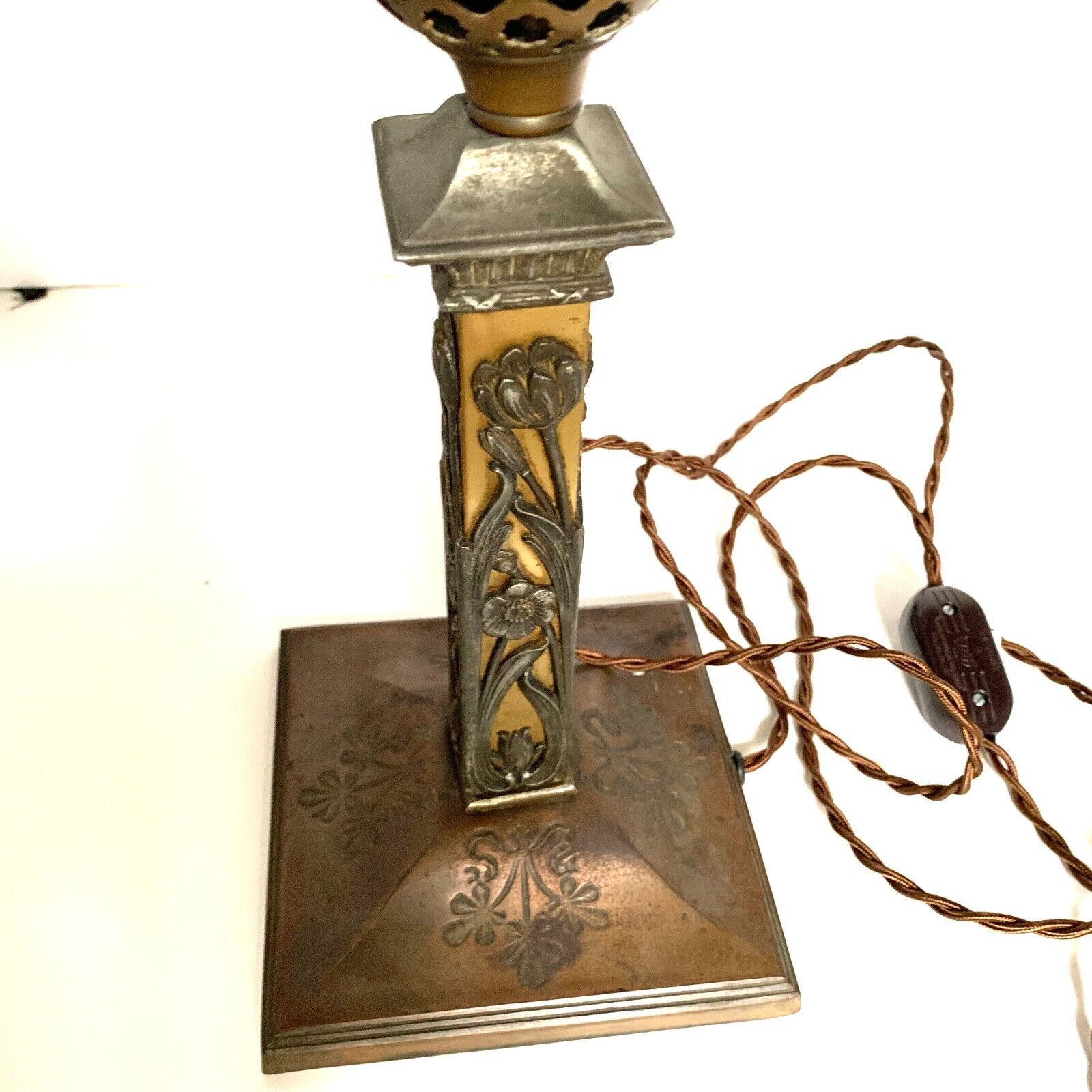 Antique Oil Table Lamp 1800s Brass Miller Signed Converted Electric