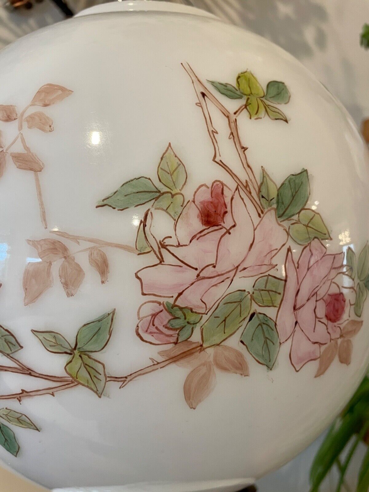 Antique Victorian Banquet Oil Lamp handpainted 1897