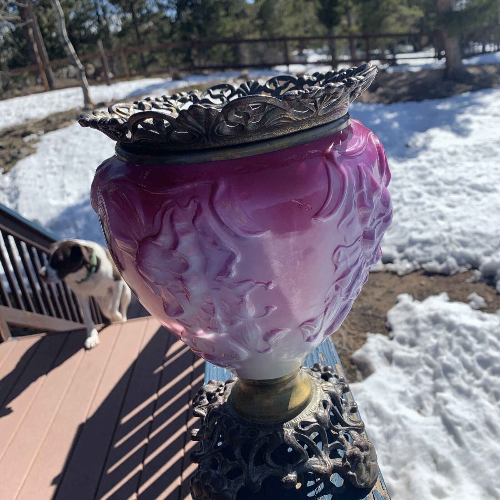 1800s GWTW Fostoria Lamp Lamp Floral Antique Banquet Lamp Base