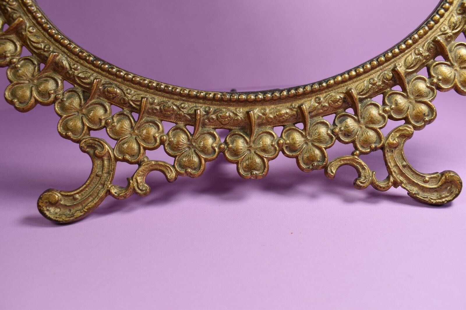 Large Antique Victorian Oval Metal Mirror or Picture Frame  Circa 1800s