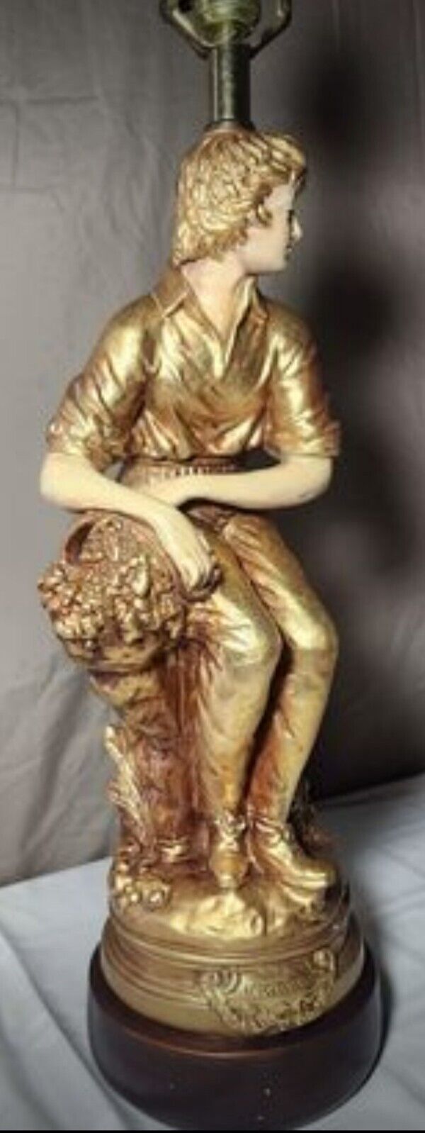 This Gorgeous Gold Les Cerises Antique lamp  from the Early 1900s very Rare Boy.