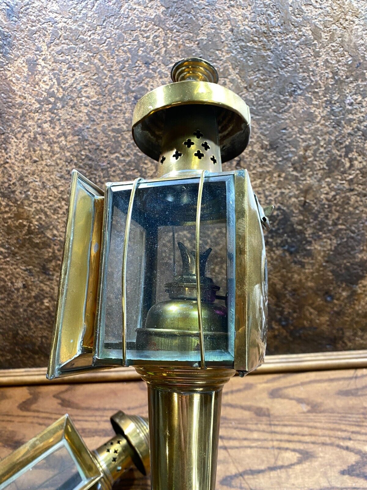 Antique Pair (2) of  Brass Carriage Auto Lamps / Headlamps 1900's w Oil Burners