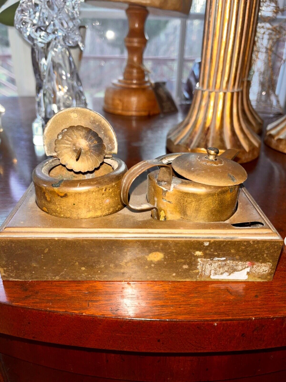 antique Japanese bronze/copper oil lantern late Edo or Meiji Era (c. 1800's).