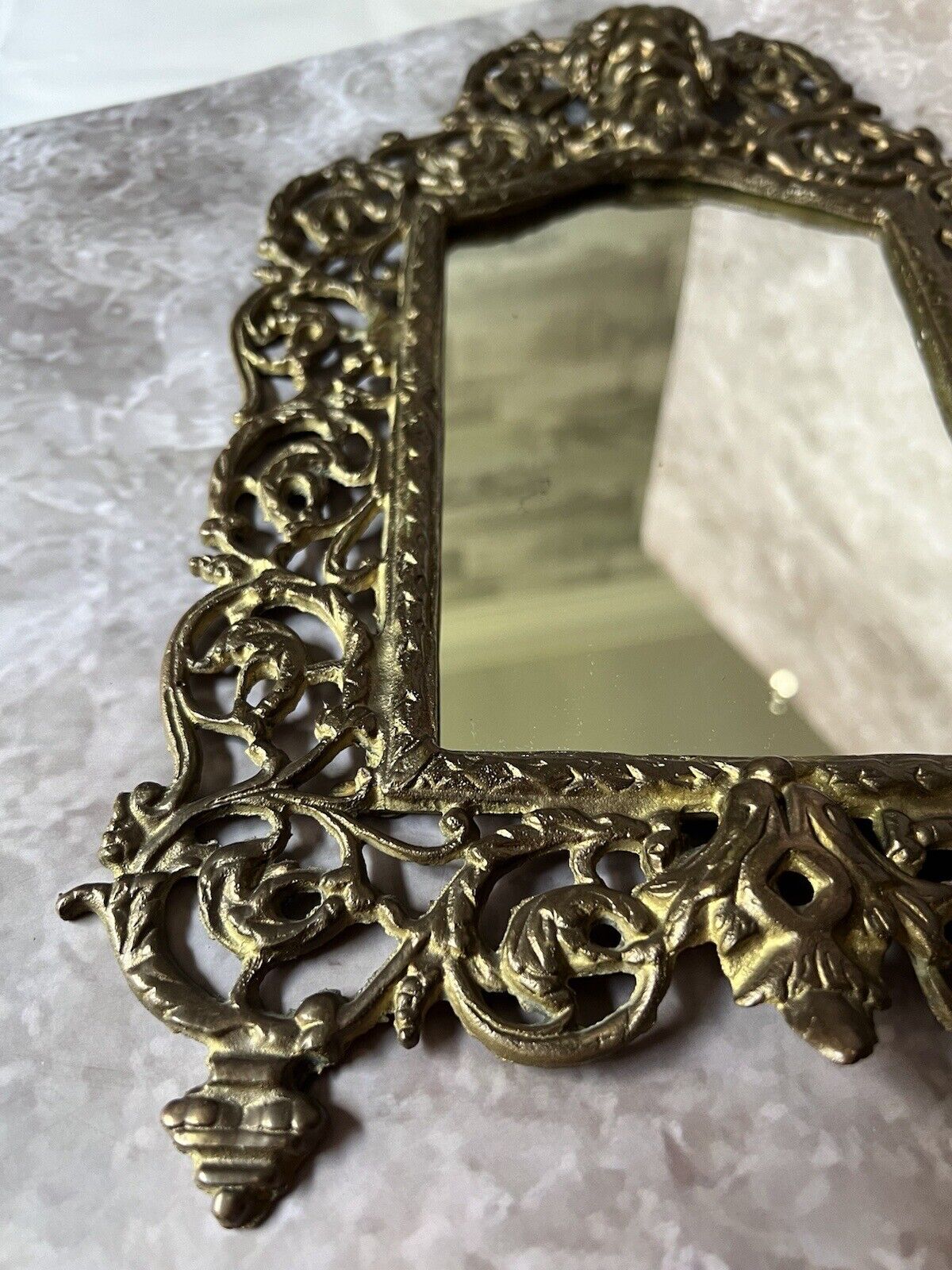 Antique Signed Bradley & Hubbard #3504-3509 Gold Bacchus Gilt Brass Mirror 1900