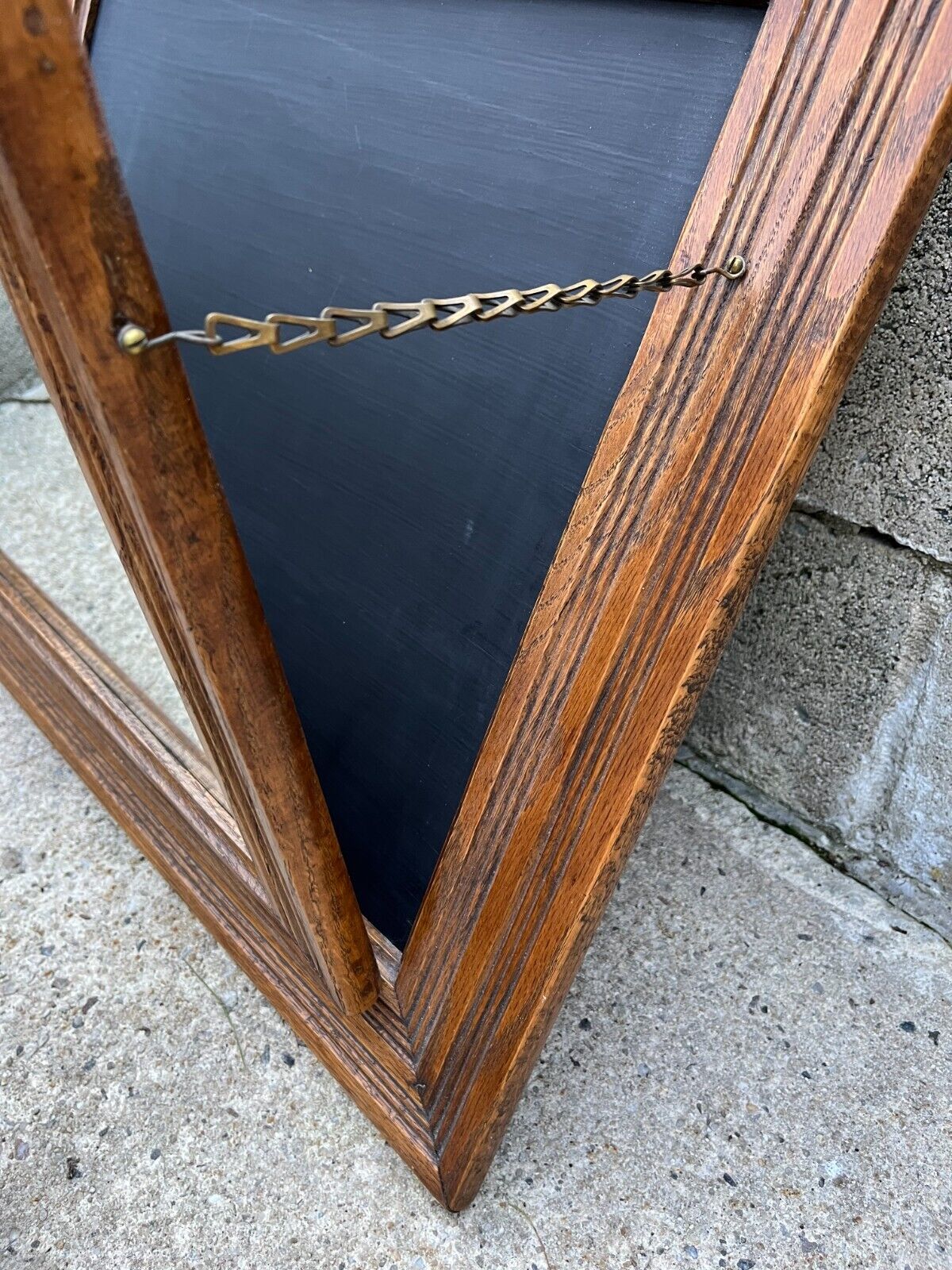 Antique 1800s Victorian Wall Tilt Mirror & Chalkboard Frame Magazine Holder Wood