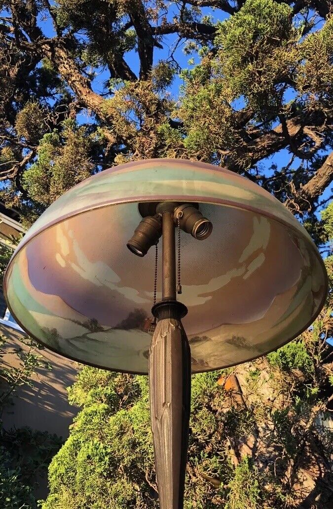 ANTIQUE PITTSBURGH REVERSE PAINTED GLASS LAMP ~ HANDEL JEFFERSON PAIRPOINT ERA