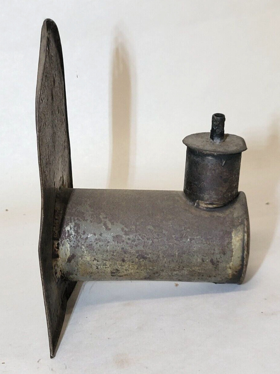 Antique Tin Whale Oil Lamp WALL SCONCE Portable Hanging Light Primitive