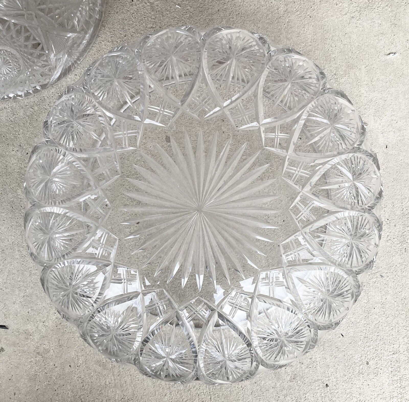 1905 American Brilliant Cut Crystal 2-Light Converted Parlor Mushroom Lamp 22”