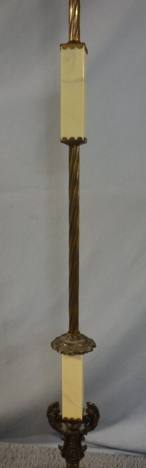 1900s Antique Art Deco Slag Glass Floor Lamp, Jadeite / Acro Agate