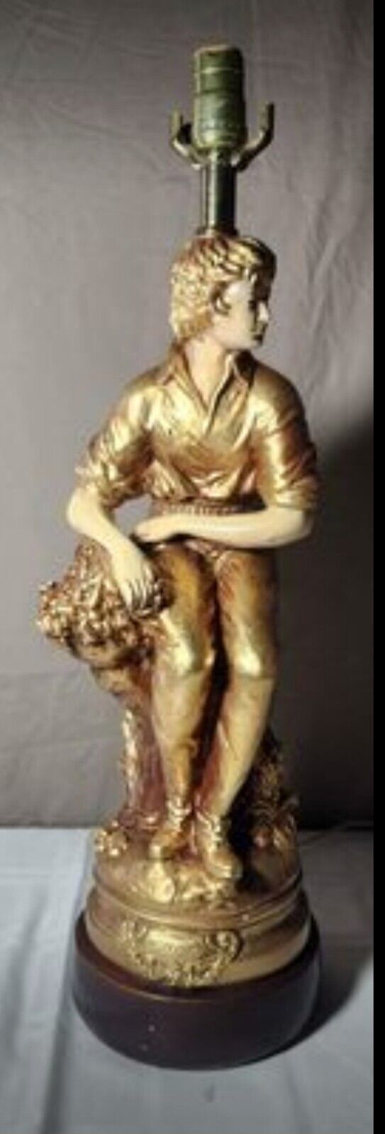 This Gorgeous Gold Les Cerises Antique lamp  from the Early 1900s very Rare Boy.