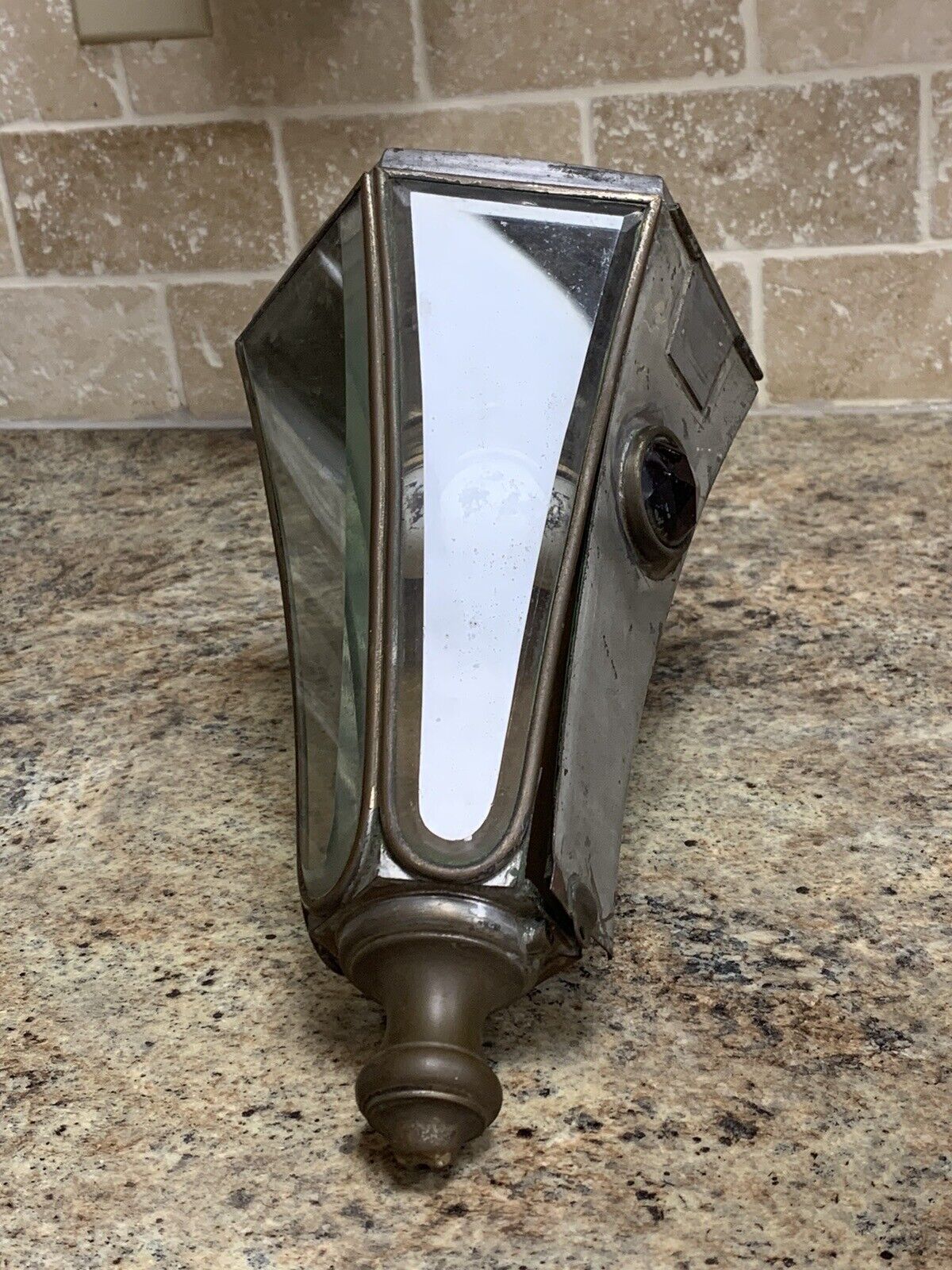 ANTIQUE 1900s PAIR AUTOMOBILE CAR COACH LIGHT LAMPS LANTERNS BEVELED GLASS  (15D