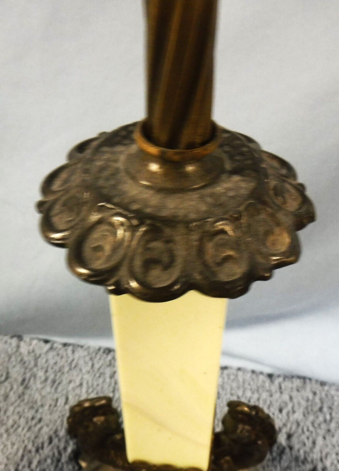 1900s Antique Art Deco Slag Glass Floor Lamp, Jadeite / Acro Agate