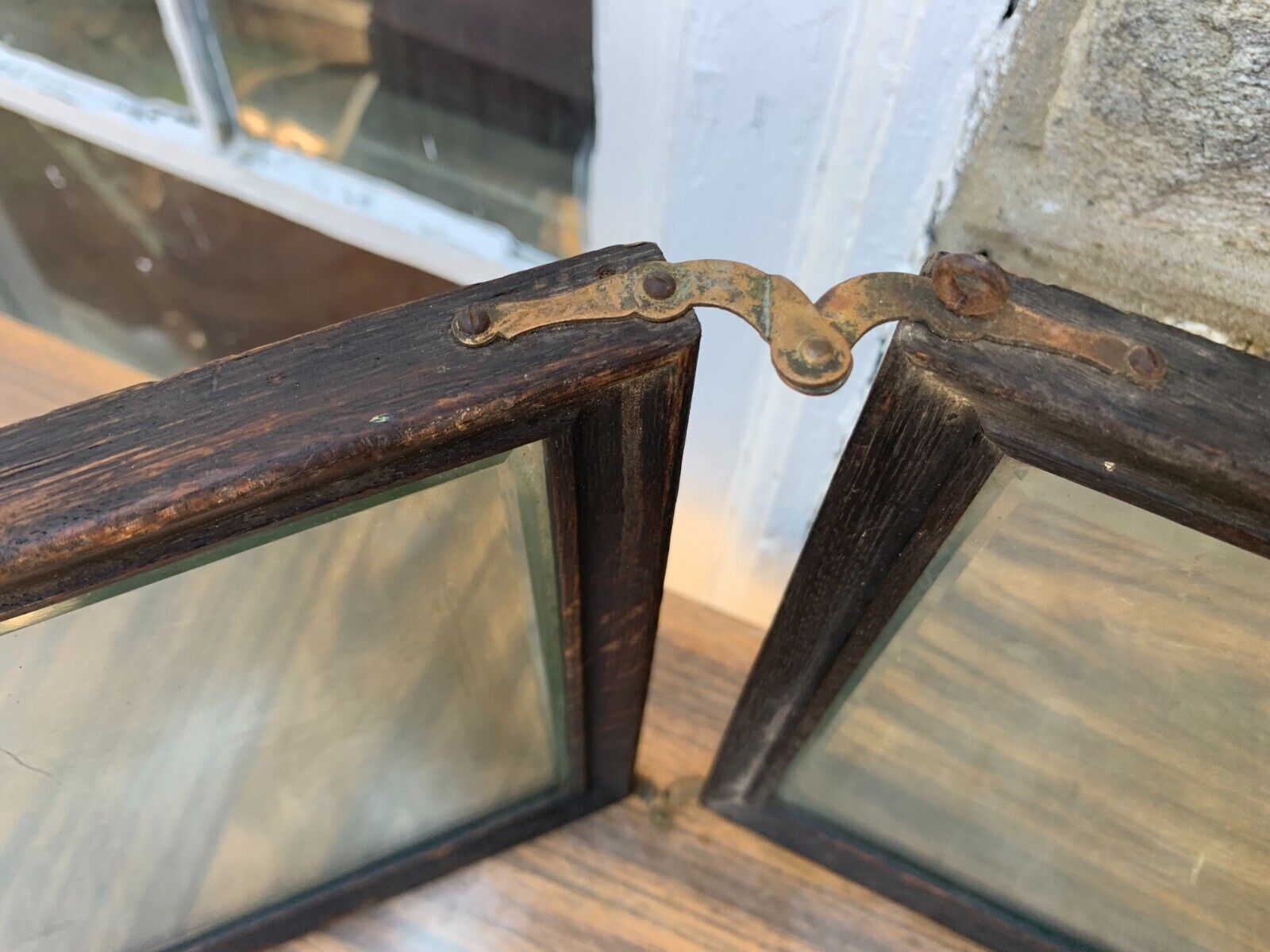 Antique 1900’s Three panel Folding Mirror Barber Men's Bathroom Shaving Makeup