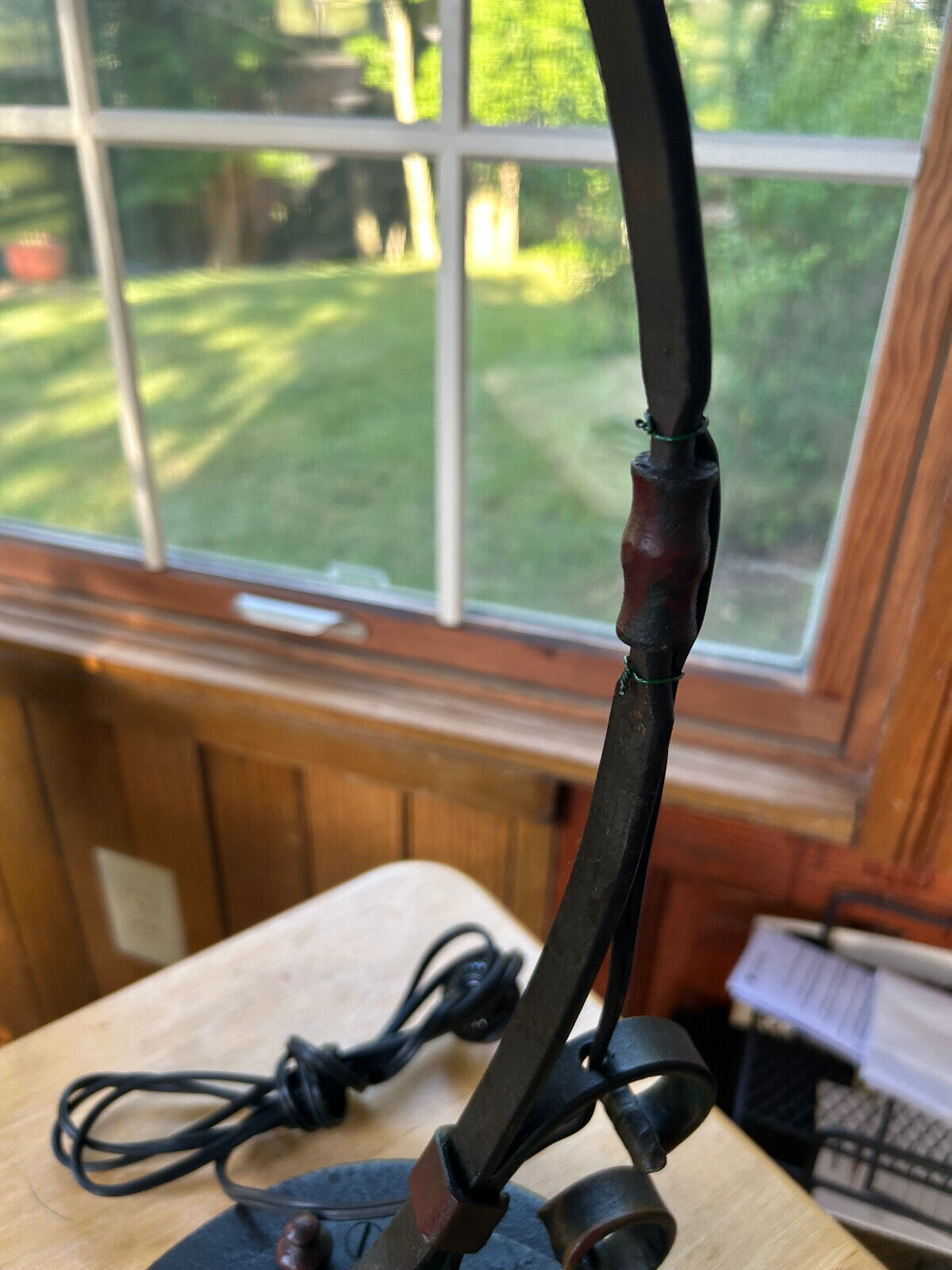 Early 1900's Art Nouveau Desk Lamp, Original Paint, Hubbell Socket, Free S/H