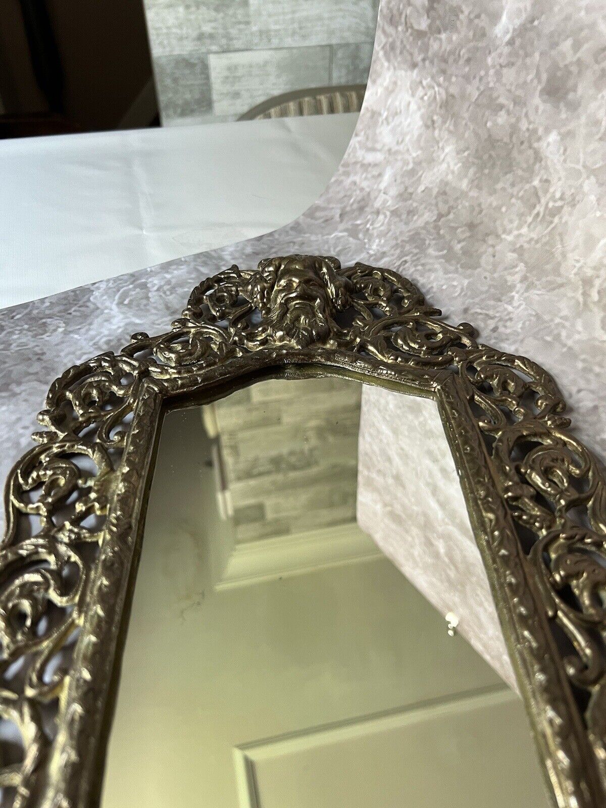 Antique Signed Bradley & Hubbard #3504-3509 Gold Bacchus Gilt Brass Mirror 1900