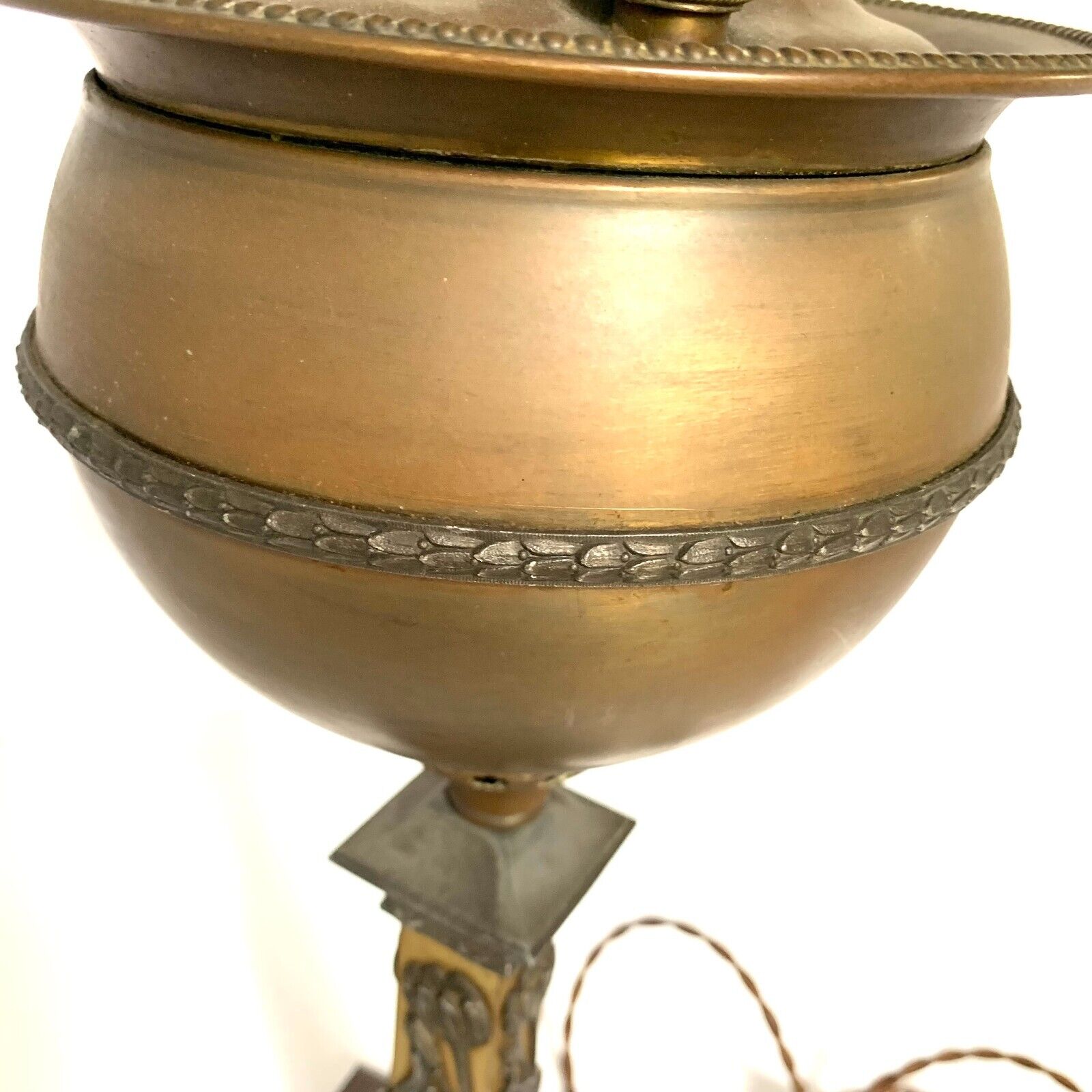 Antique Oil Table Lamp 1800s Brass Miller Signed Converted Electric