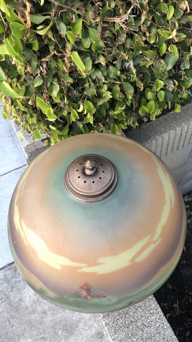 ANTIQUE PITTSBURGH REVERSE PAINTED GLASS LAMP ~ HANDEL JEFFERSON PAIRPOINT ERA