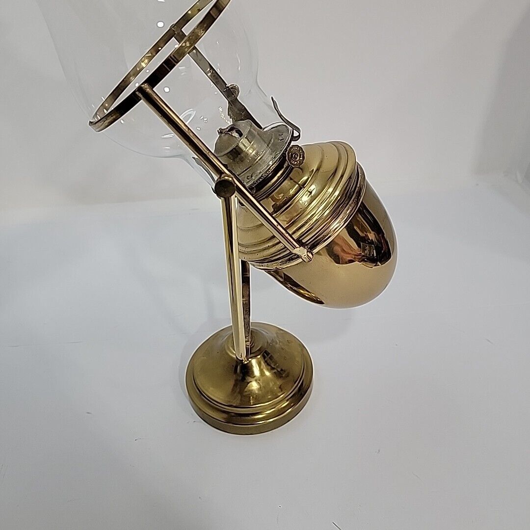Vintage Brass Ship Gimbal Oil Lamp Swivel Wall or Table Mount 19” Tall