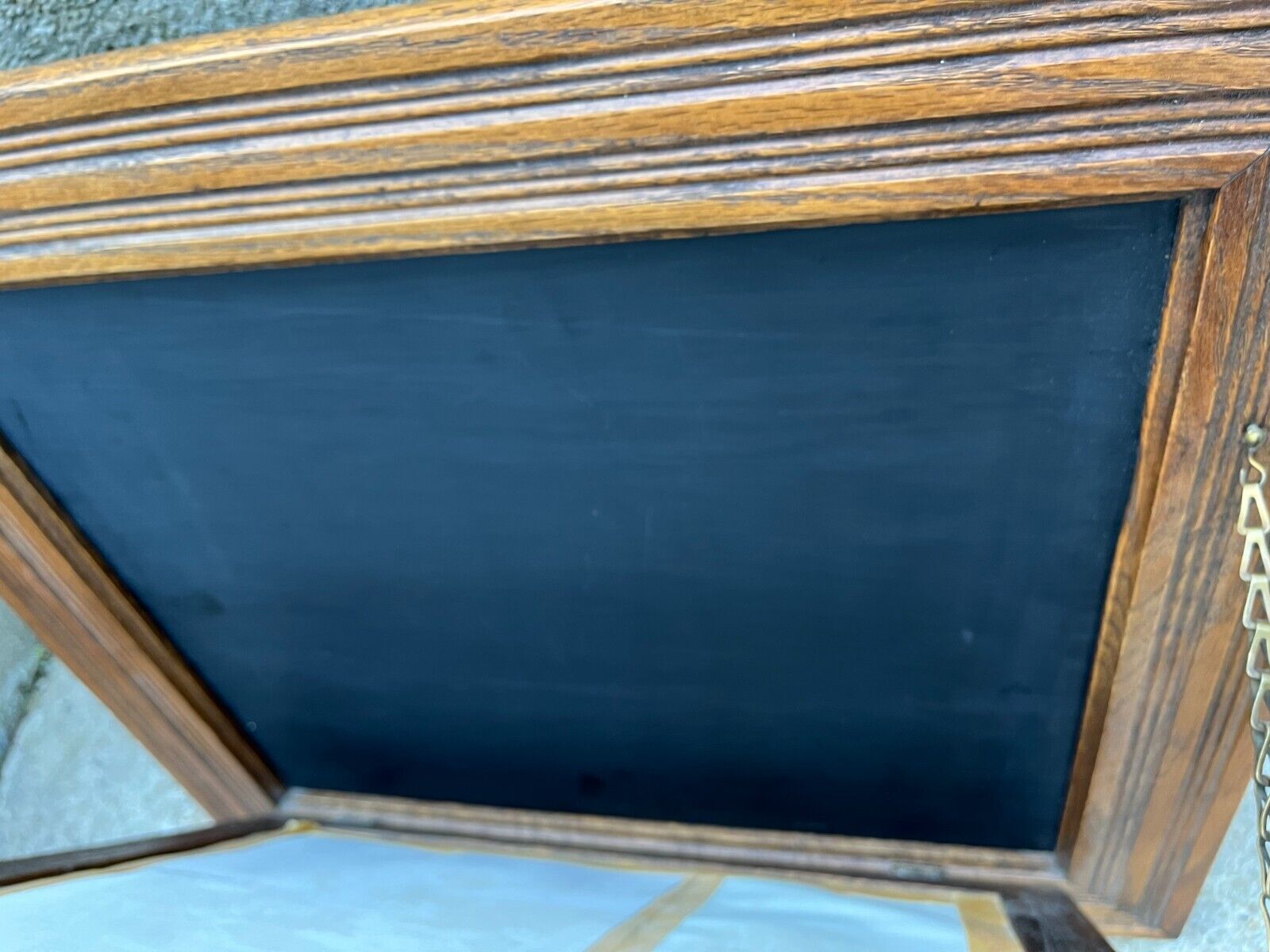 Antique 1800s Victorian Wall Tilt Mirror & Chalkboard Frame Magazine Holder Wood