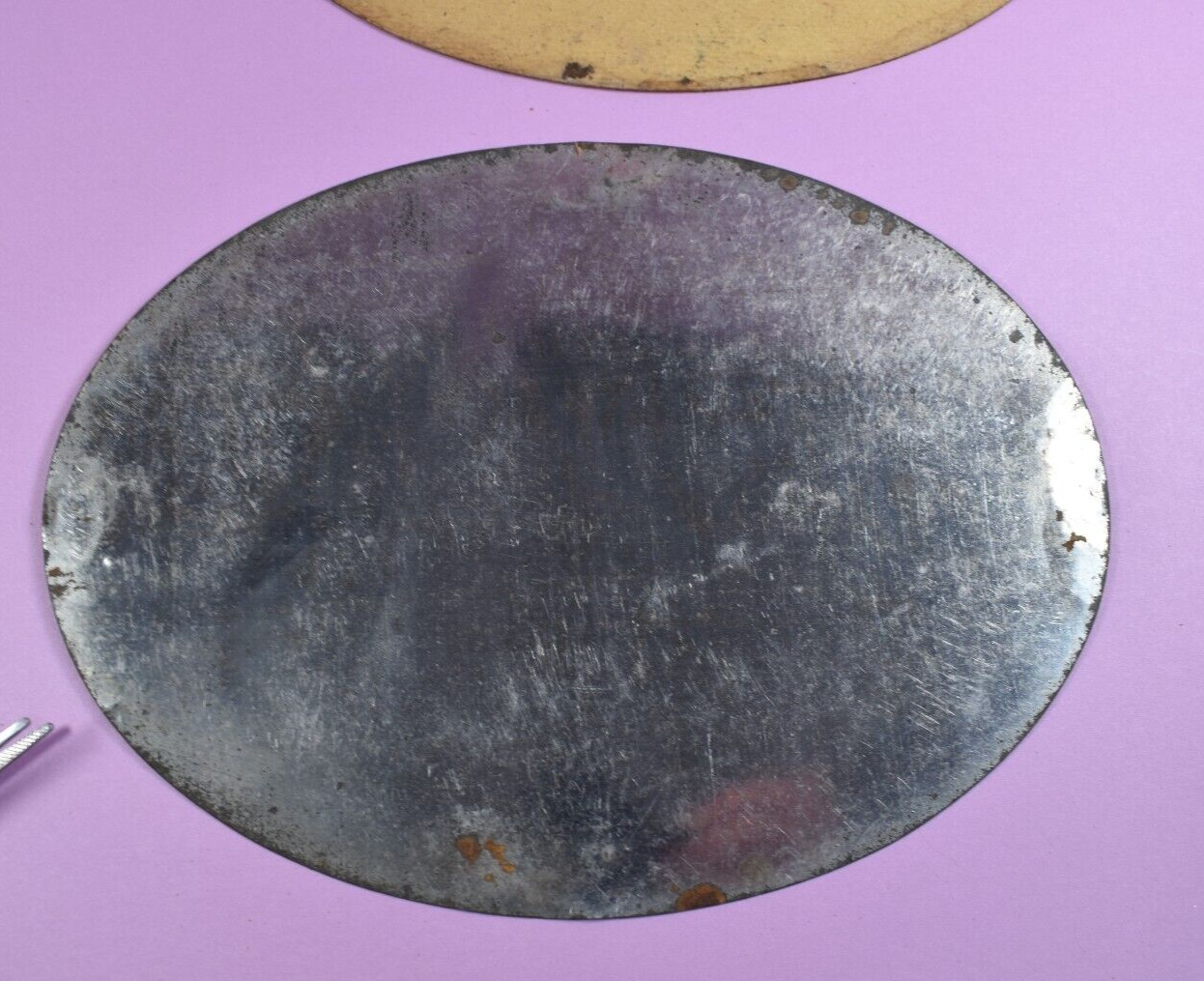 Large Antique Victorian Oval Metal Mirror or Picture Frame  Circa 1800s