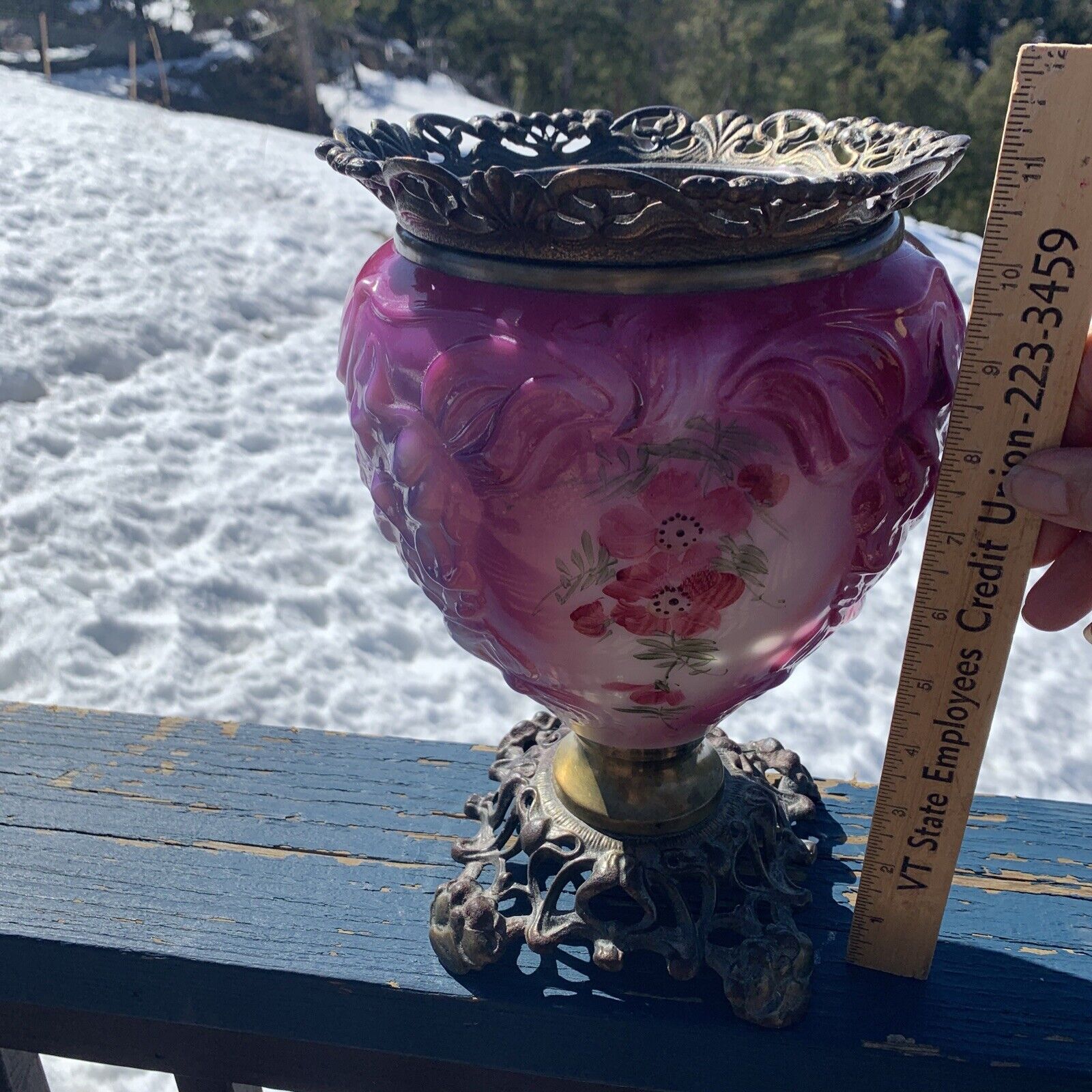 1800s GWTW Fostoria Lamp Lamp Floral Antique Banquet Lamp Base