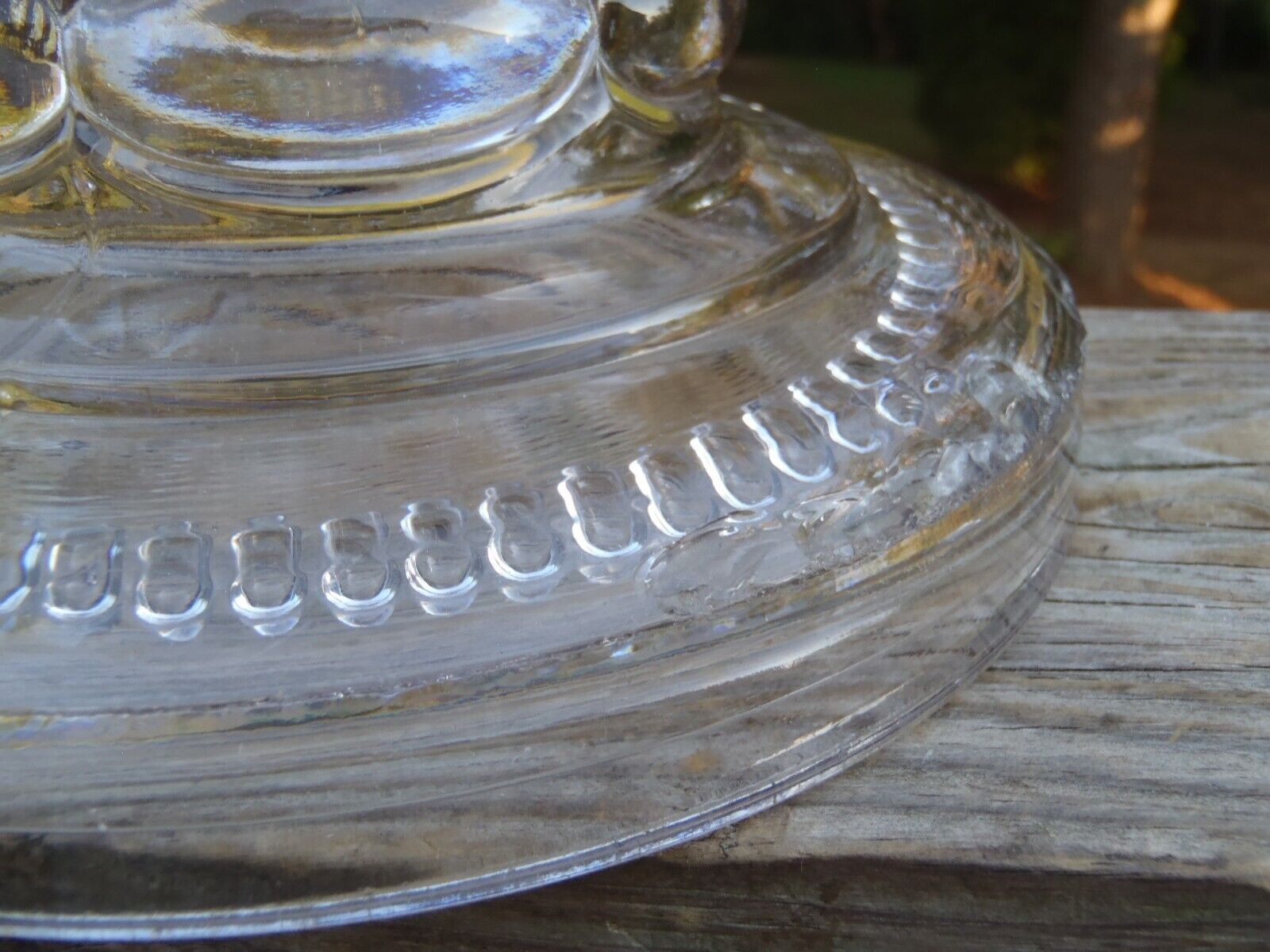 Antique Large PEANUT Pattern Glass Massive Sewing OIL LAMP W/Burner & Globe NR