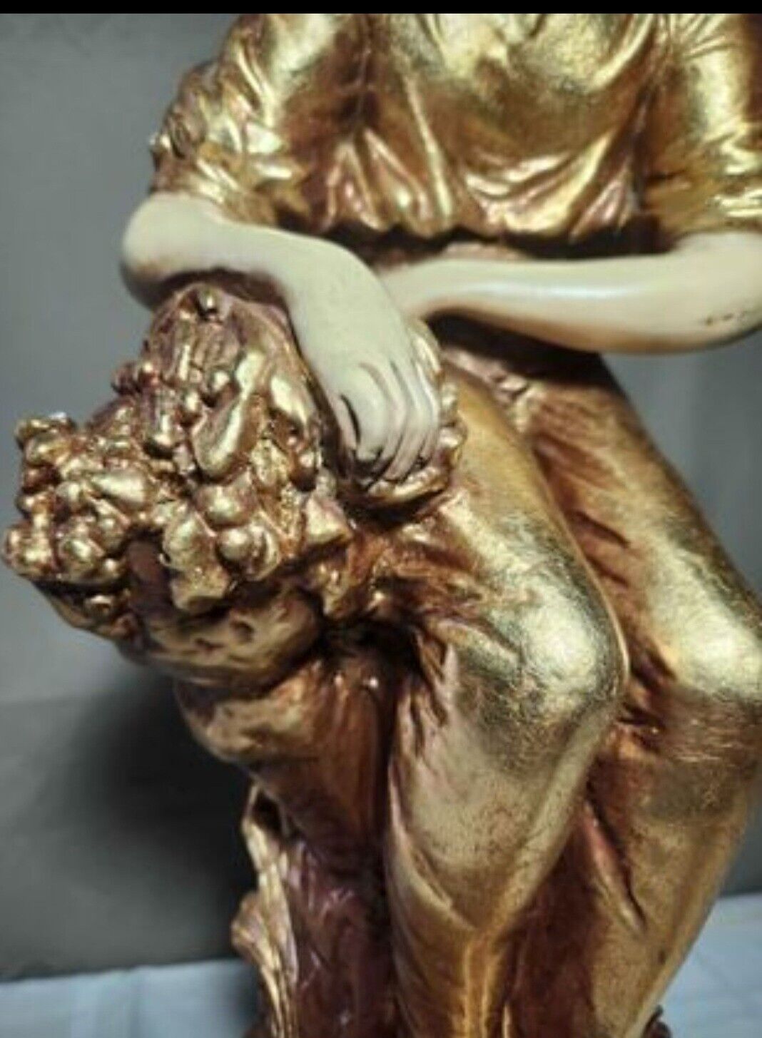 This Gorgeous Gold Les Cerises Antique lamp  from the Early 1900s very Rare Boy.