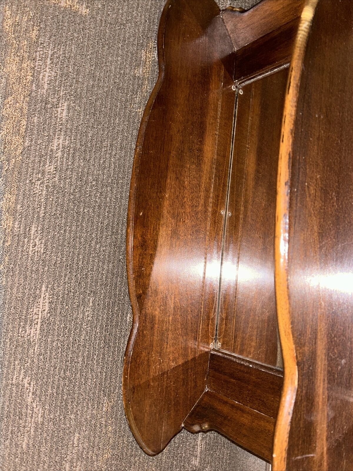 Beautiful Antique 1900 Wall To Shelf Mirror  back replaced 1970s 27”H X 29”Long