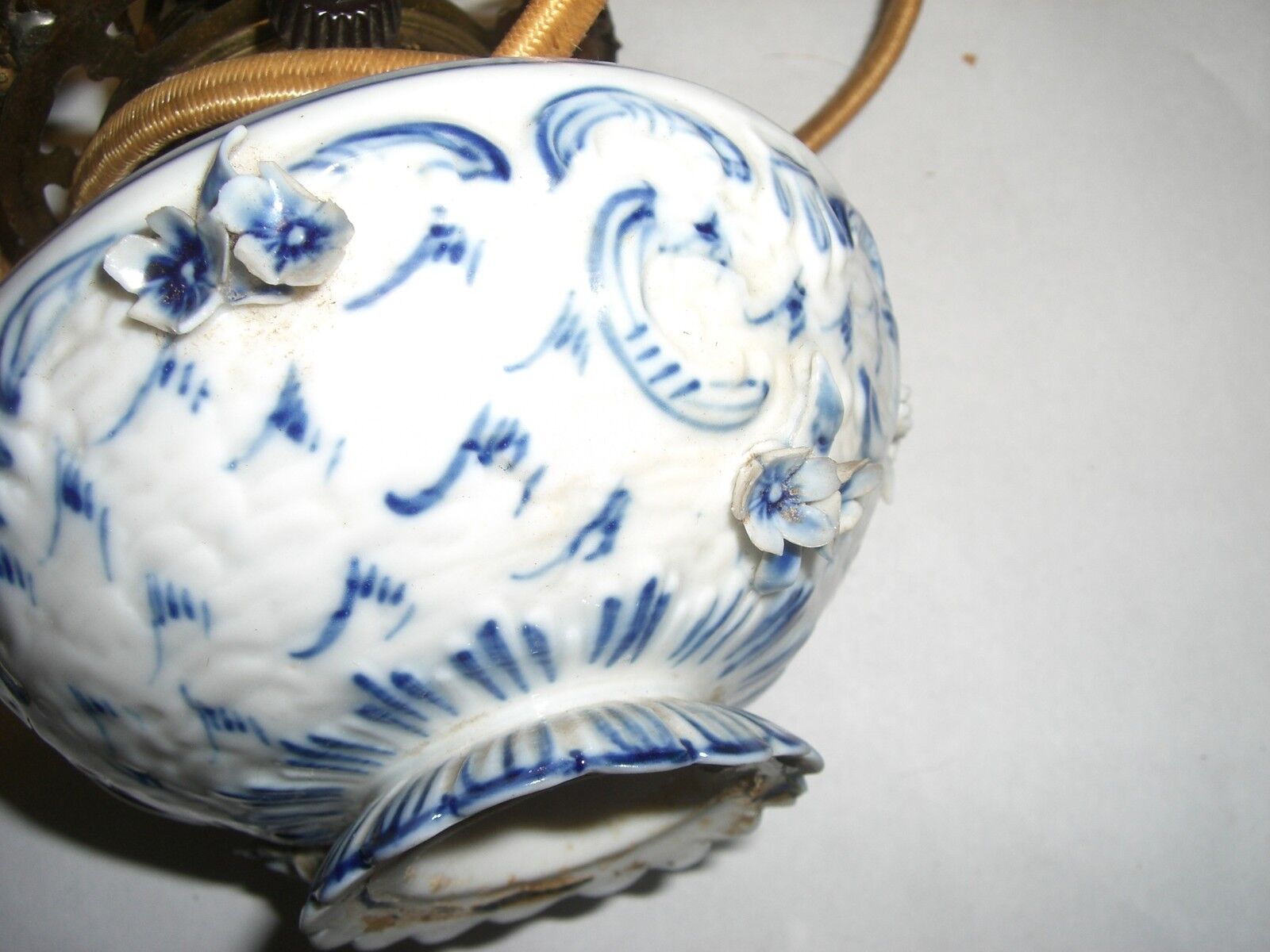 Porcelain lamp  blue floral    German   1900's