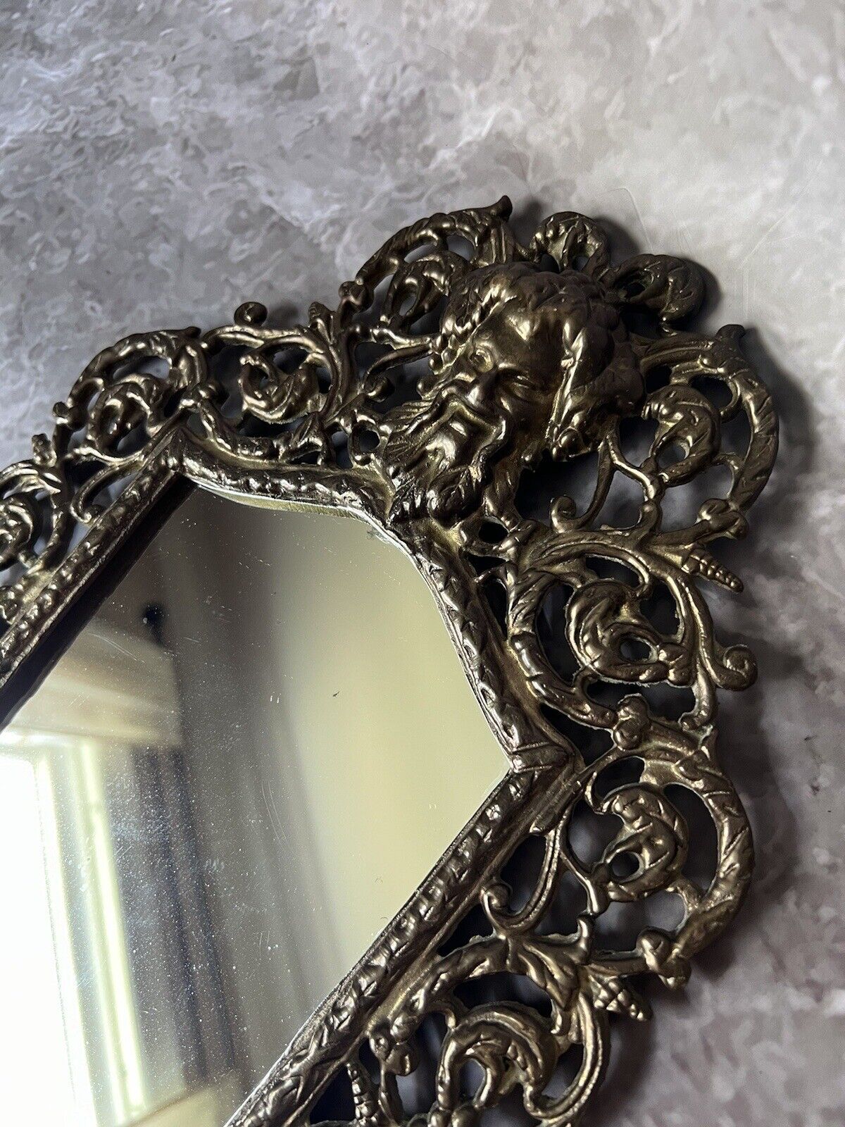 Antique Signed Bradley & Hubbard #3504-3509 Gold Bacchus Gilt Brass Mirror 1900