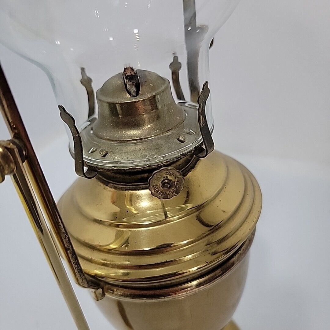 Vintage Brass Ship Gimbal Oil Lamp Swivel Wall or Table Mount 19” Tall