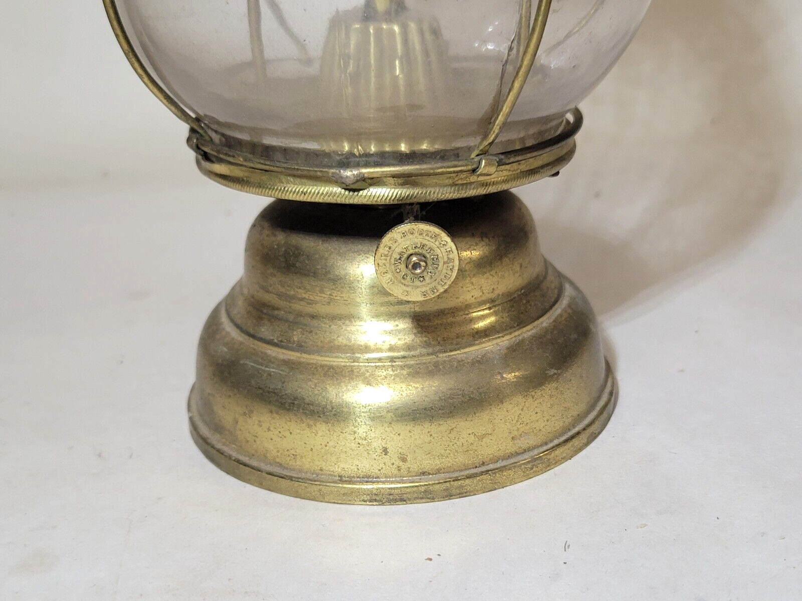 1870s HB&H Skaters Lantern Antique Brass Oil Lamp Holmes Booth & Haydens, as-is