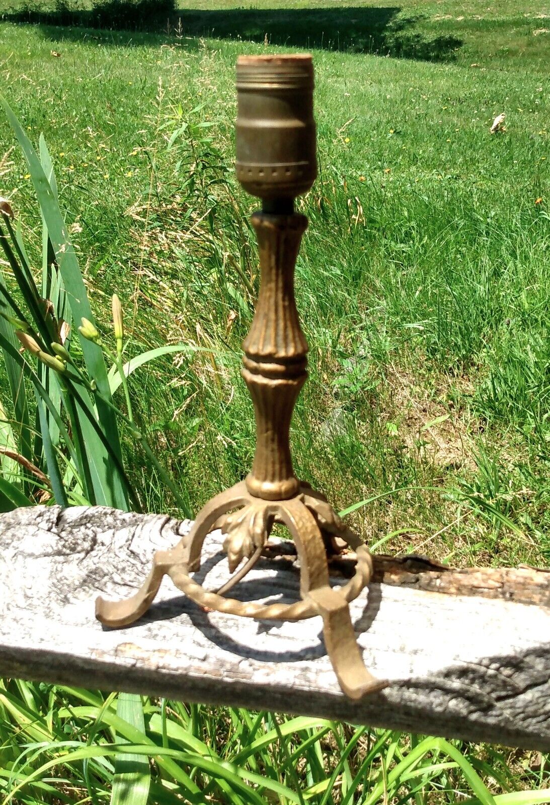 Antique Fancy Cast Iron Small Table Lamp Electric 1900s