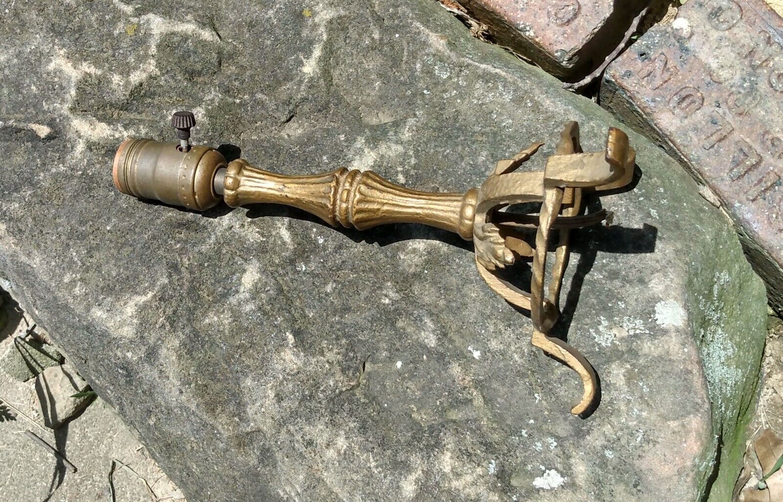 Antique Fancy Cast Iron Small Table Lamp Electric 1900s