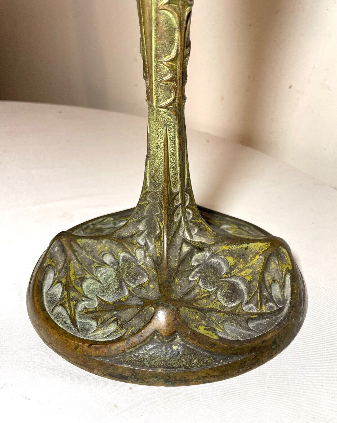 ANTIQUE 1800'S ORNATE ART NOUVEAU PATINATED BRONZE LELEU PARIS SALON OIL LAMP