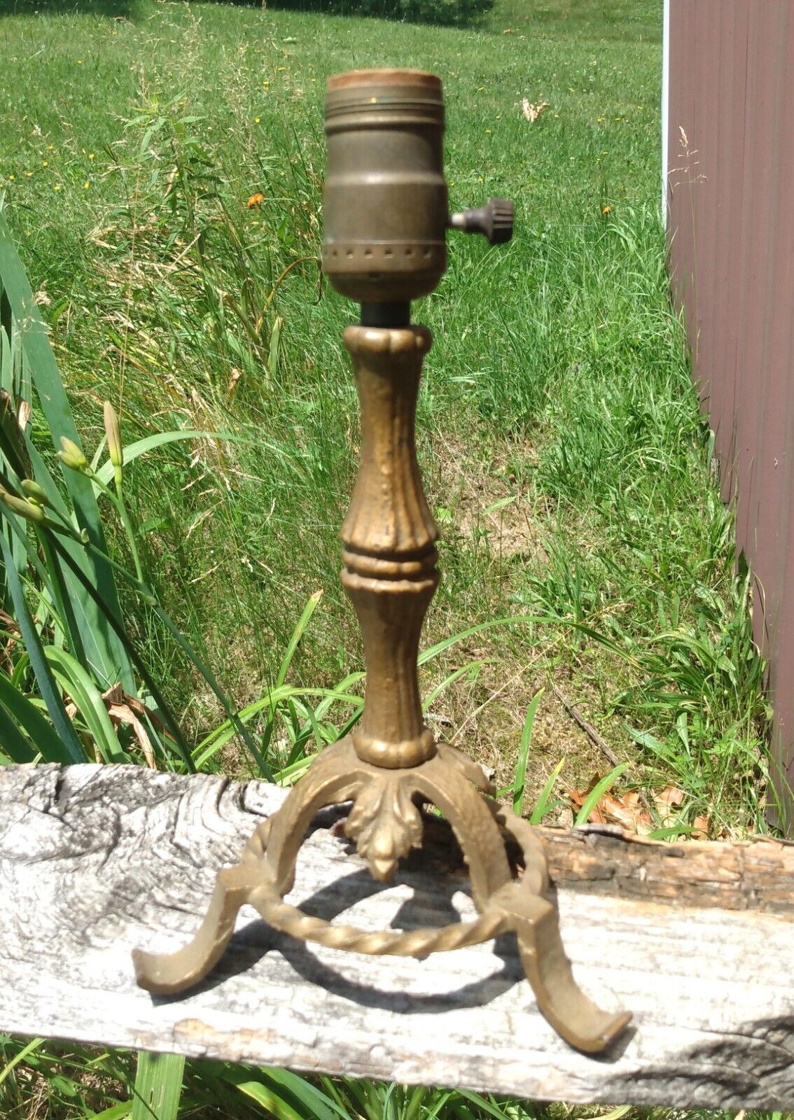 Antique Fancy Cast Iron Small Table Lamp Electric 1900s