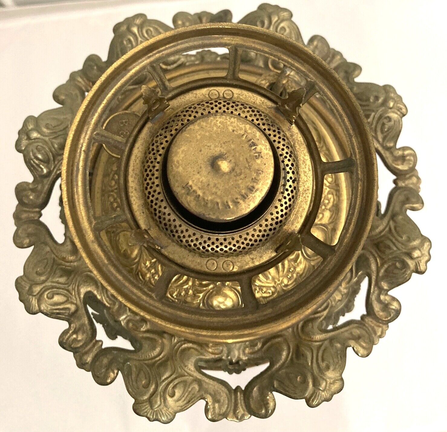 Antique 19th C. Oil Lamp Brass Bradley and Hubbard Figural