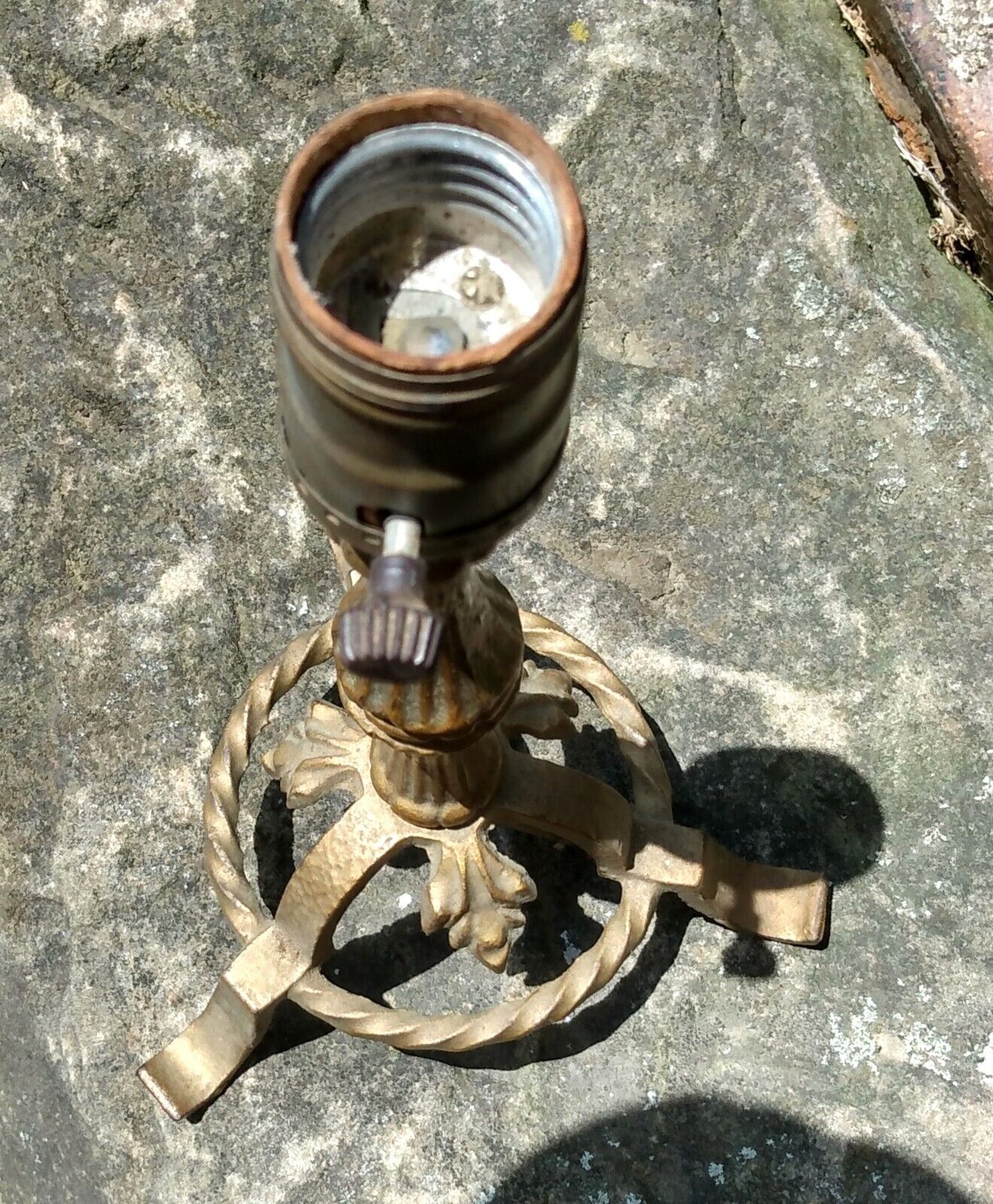 Antique Fancy Cast Iron Small Table Lamp Electric 1900s