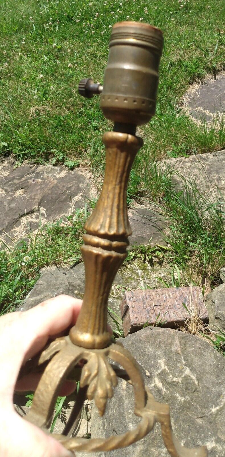 Antique Fancy Cast Iron Small Table Lamp Electric 1900s