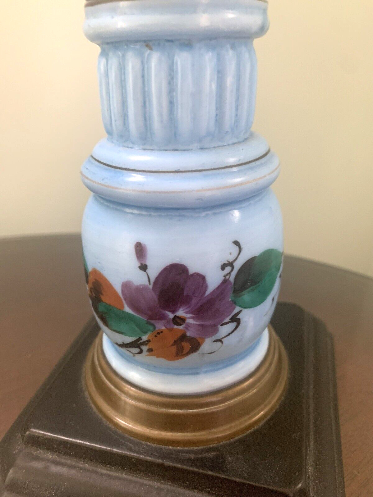 1800’s Sawtooth Oil Lamp-Hand painted 23” with chimney-Ready To Use-EUC